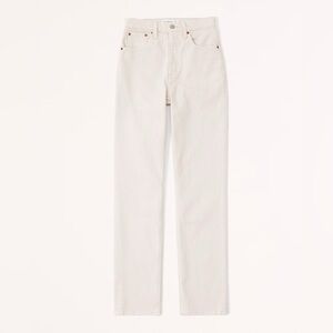 EUC Abercrombie & Fitch Ultra High Rise 90’s Straight Split Hem White Jeans